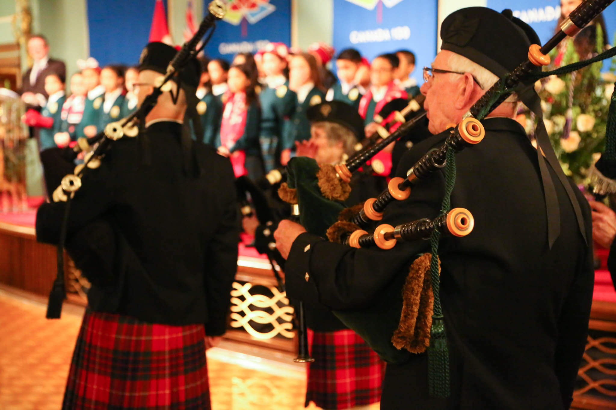 Pipers of Cary Castle Pipe Band perform